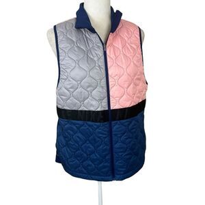 Nike Running Vest Womens‎ Size L Blue Pink AeroLayer Quilted Puffer Running